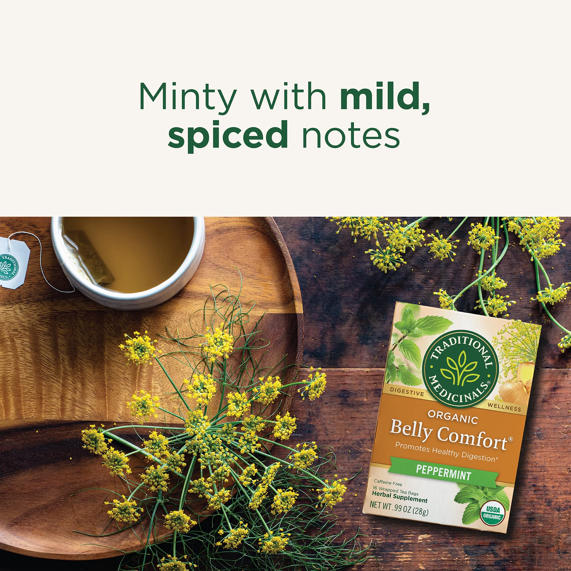 Traditional Medicinals Organic Belly Comfort Peppermint Tea, Kosher, Non-GMO, Caffeine-Free, Compostable - 96 Tea Bags (6 Pack) - Image 4