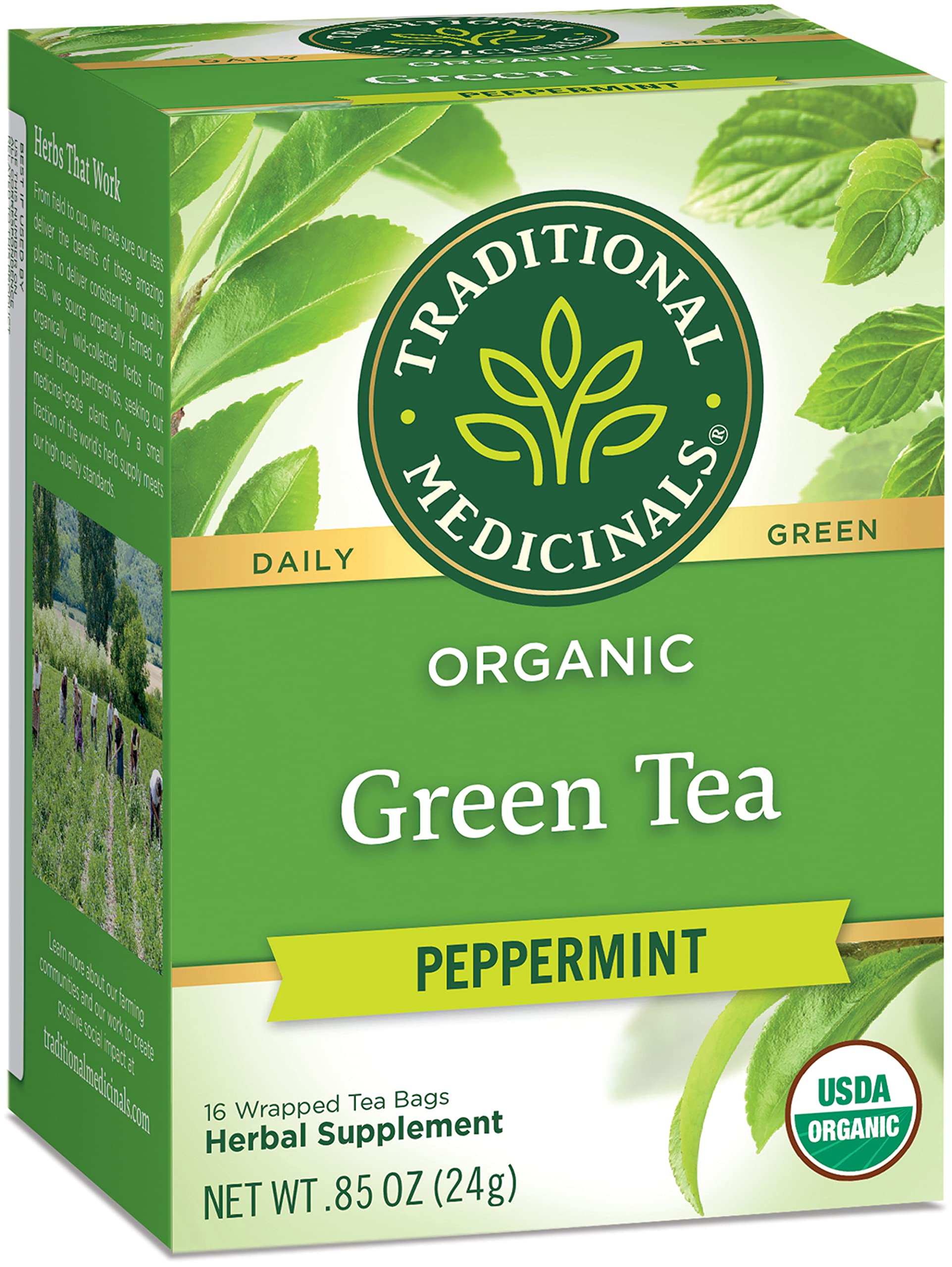 Traditional Medicinals Organic Green Tea Peppermint Herbal Tea, Alleviates Digestive Discomfort, (Pack of 3) - 48 Tea Bags Total - Image 9