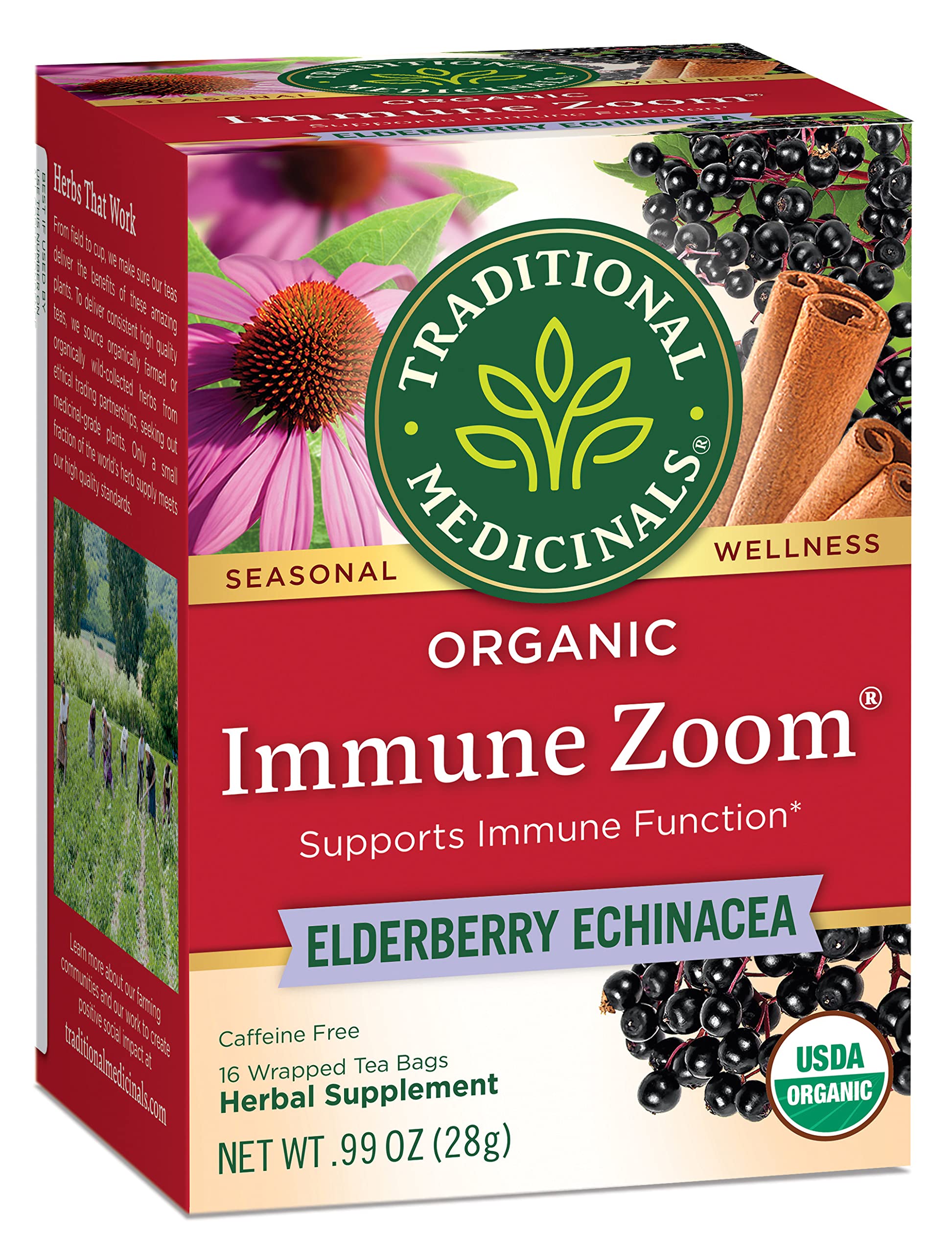 Traditional Medicinals, Organic Immune Zoom Echinacea Elderberry Tea Immune Elderberry, 16 Count (Pack of 2) - Image 7