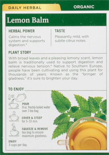 Traditional Medicinals Organic, Lemon Balm - Supports Stress Relief & Digestive Health - Kosher, Non-GMO, Caffeine-Free, Compostable - 16 Tea Bags - Image 4