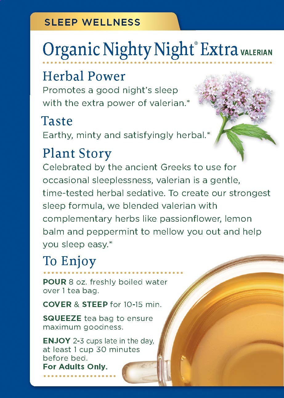 Traditional Medicinals Organic Nighty Night Extra Valerian Relaxation Tea, 16 Tea Bags (Pack of 1) - Image 3