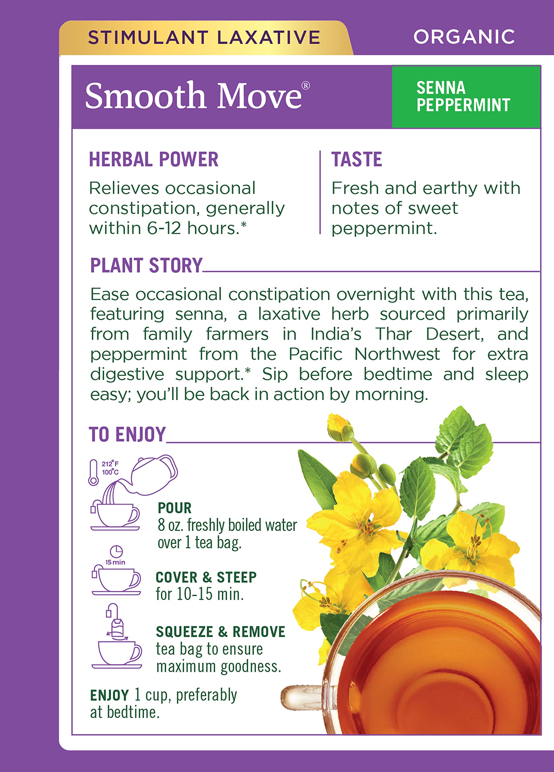 Traditional Medicinals Organic Smooth Move Peppermint Laxative Tea, 16 Tea Bags (Pack of 1) - Image 3