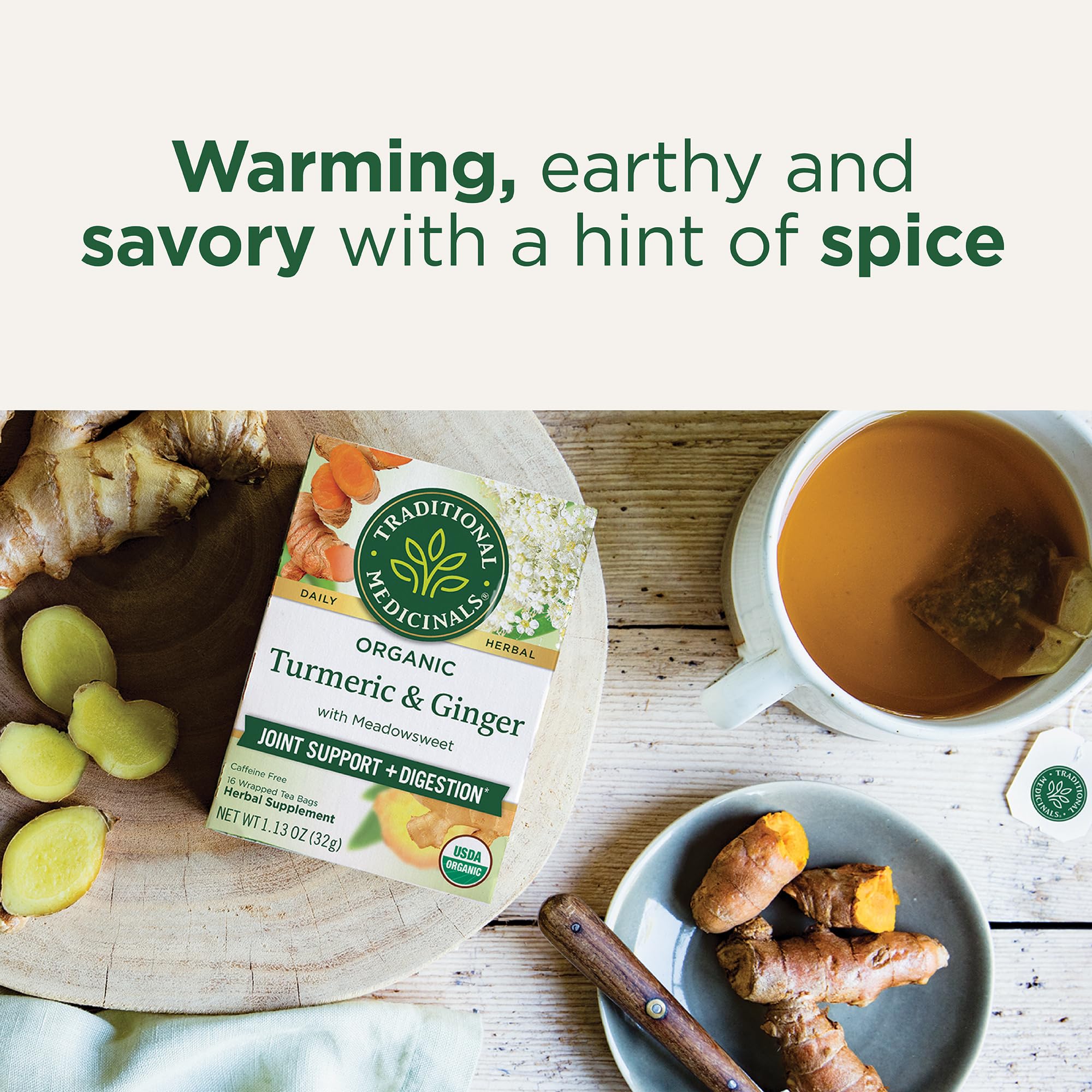 Traditional Medicinals Organic Turmeric with Meadowsweet & Ginger Herbal Tea, Supports A Healthy Response To Inflammation,16 Count (Pack of 6) - Image 4