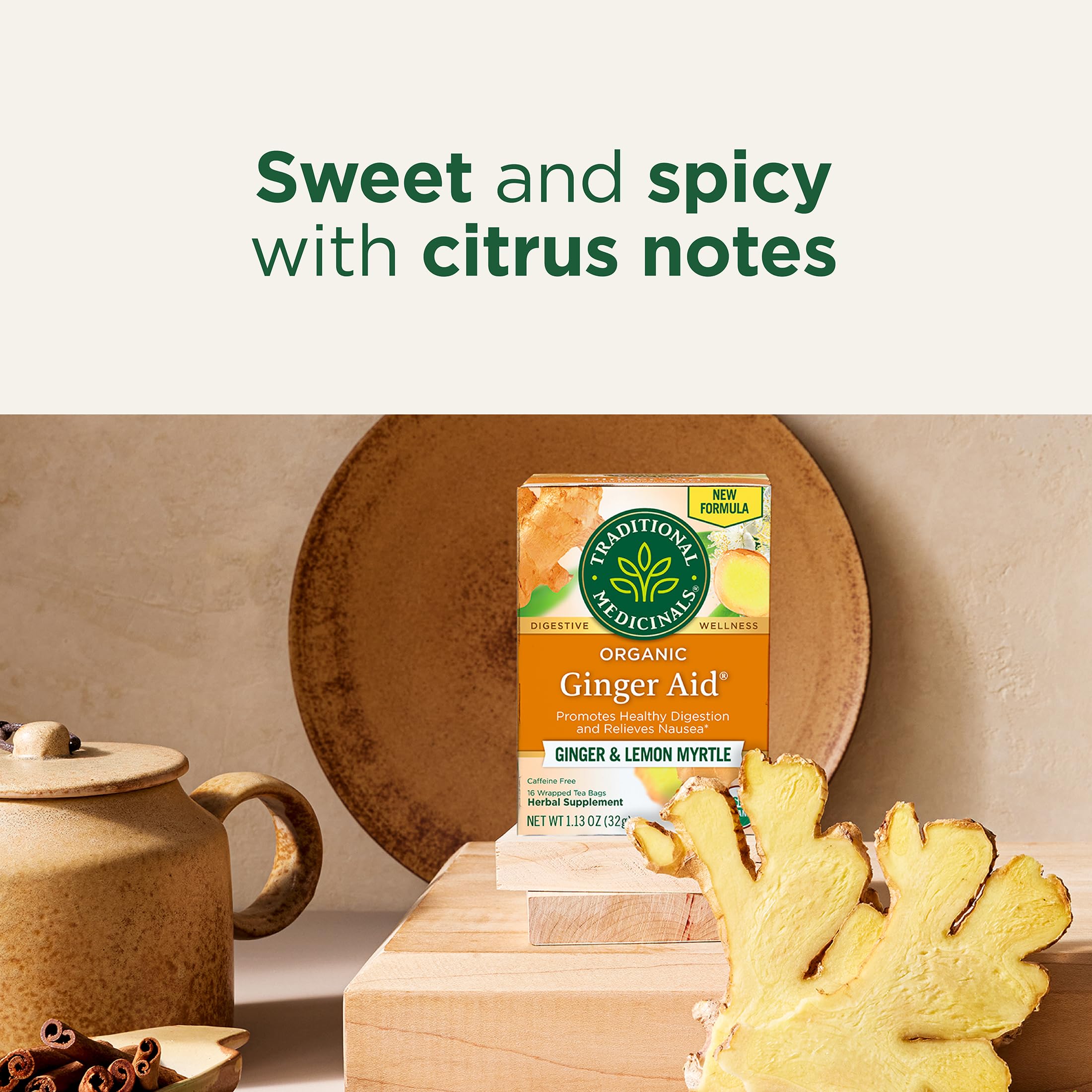 Traditional Medicinals Tea, Organic Ginger Aid, Promotes Healthy Digestion, Kosher, Non-GMO, Caffeine-Free, Compostable - 96 Tea Bags (6 Pack) - Image 4