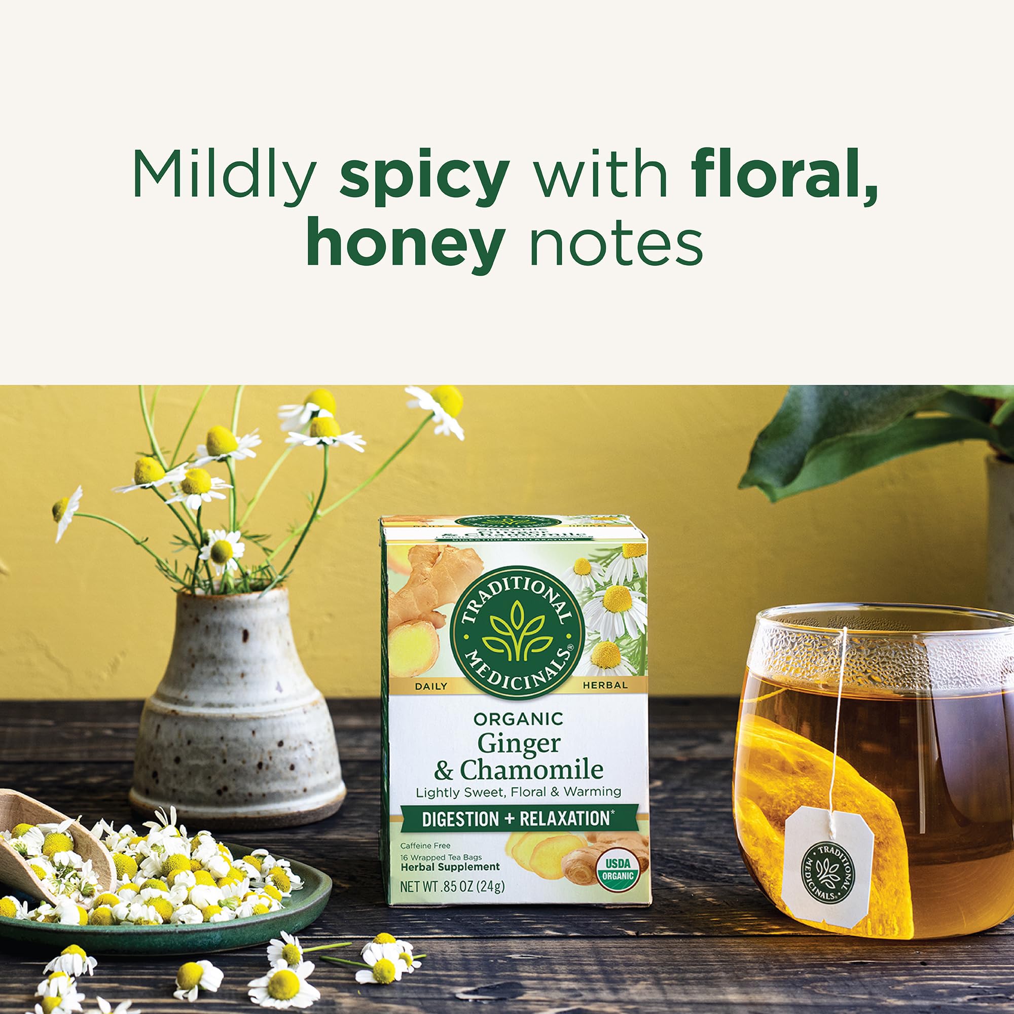 Traditional Medicinals Tea, Organic Ginger & Chamomile - Occasional Nausea & Indigestion Relief - Kosher, Non-GMO, Caffeine-Free - 16 Tea Bags - Image 4