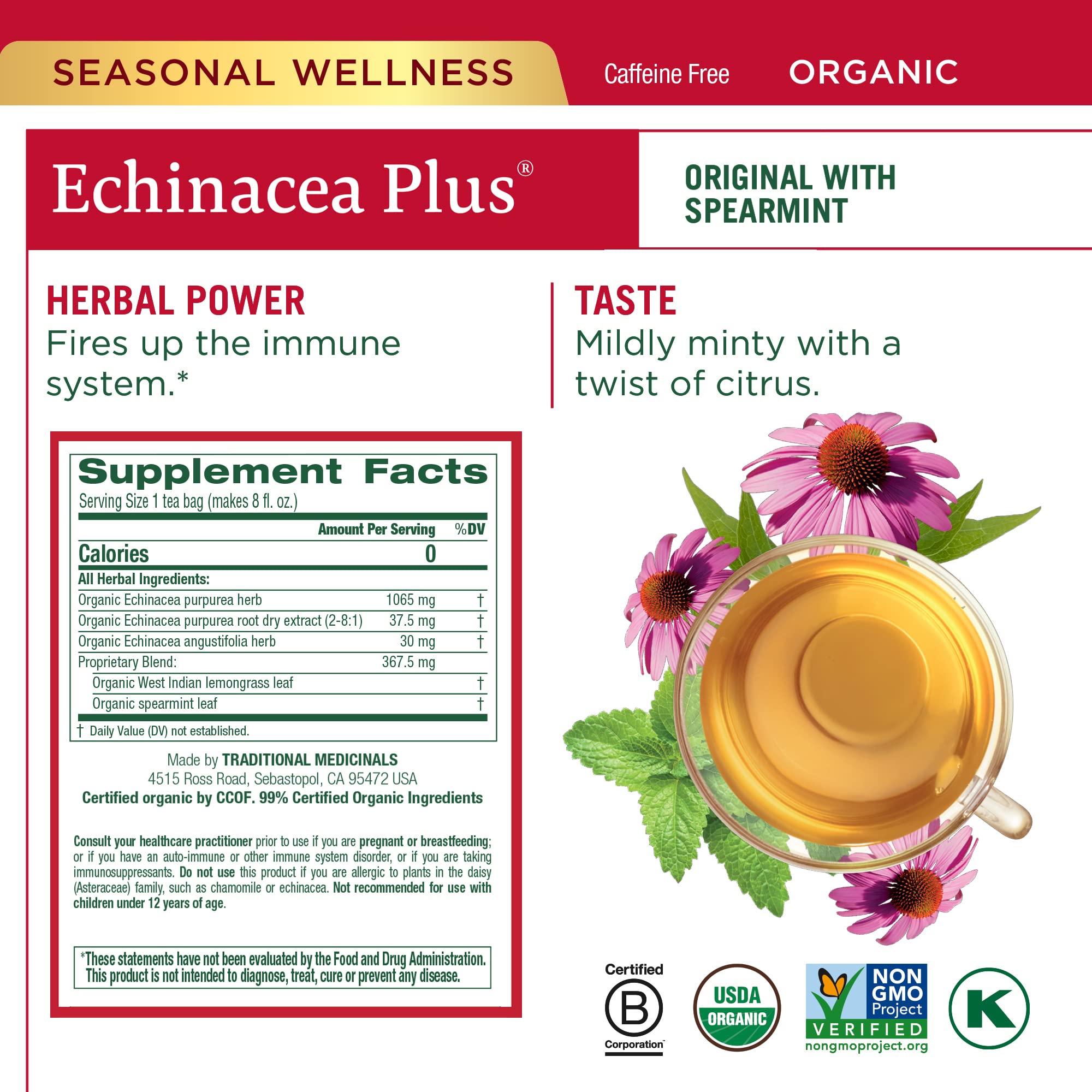 Traditional Medicinals Tea Organic Seasonal Care Variety Pack, Throat Coat, Echinacea, Breathe Easy with Eucalyptus to Support Respiratory Health, 96 Tea Bags, (6 Pack) - Image 3