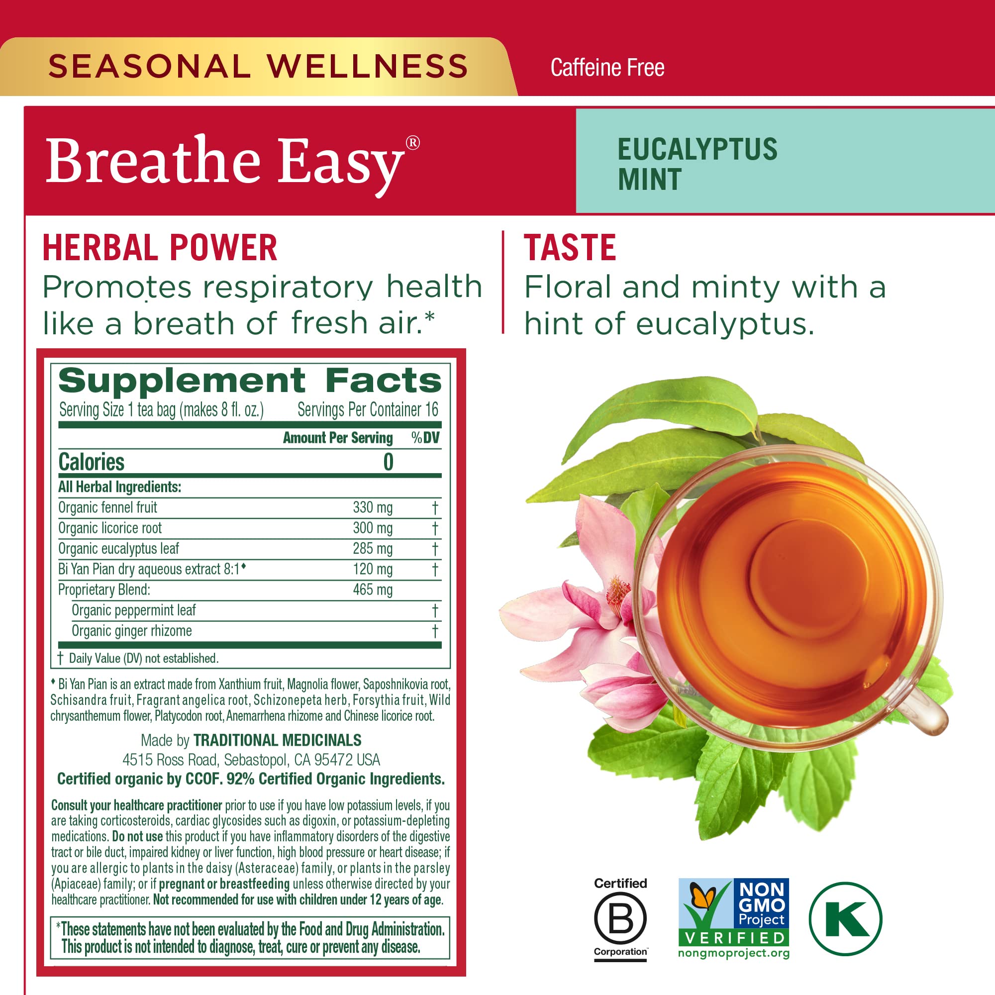 Traditional Medicinals Tea Organic Seasonal Care Variety Pack, Throat Coat, Echinacea, Breathe Easy with Eucalyptus to Support Respiratory Health, 96 Tea Bags, (6 Pack) - Image 4
