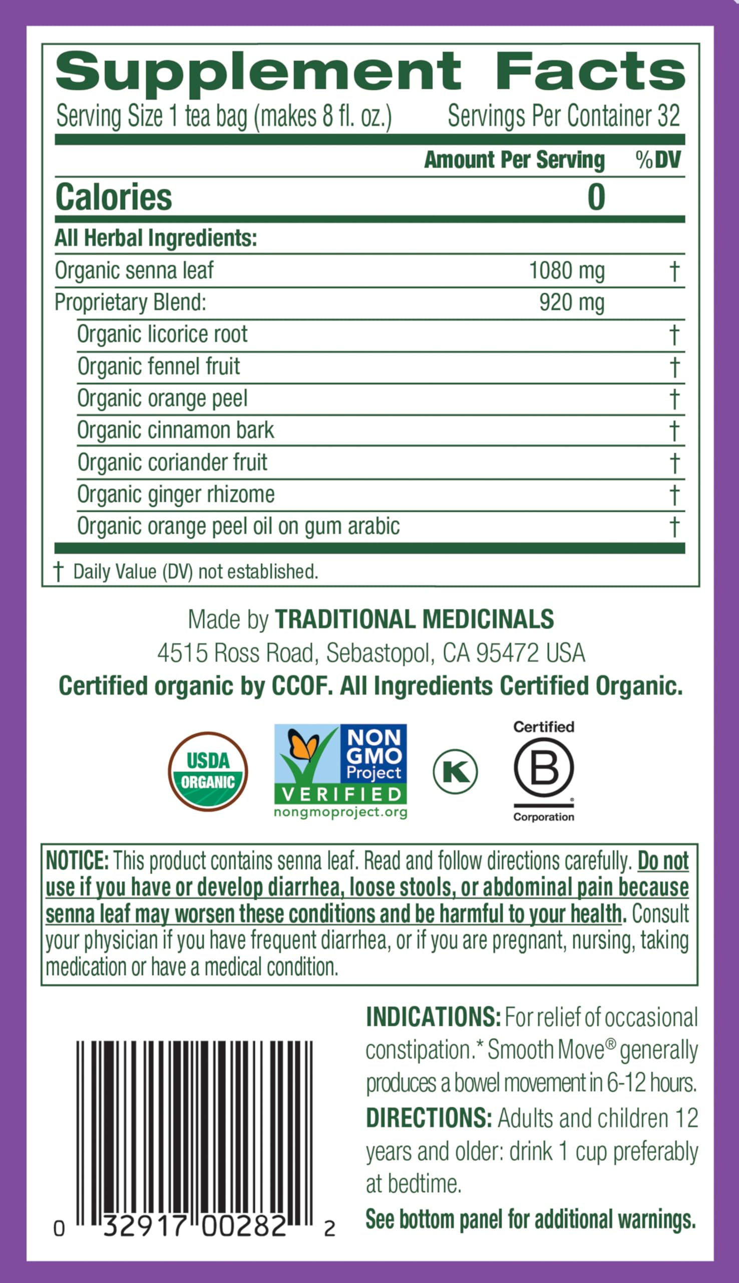 Traditional Medicinals Tea, Organic Smooth Move, Relieves Occasional Constipation, Senna, 32 ct (Pack of 3) - Image 3